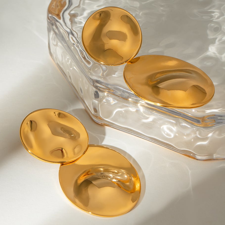 1 Paar einfache geometrische Ohrringe aus Edelstahl mit 18 Karat Vergoldung für Damen 