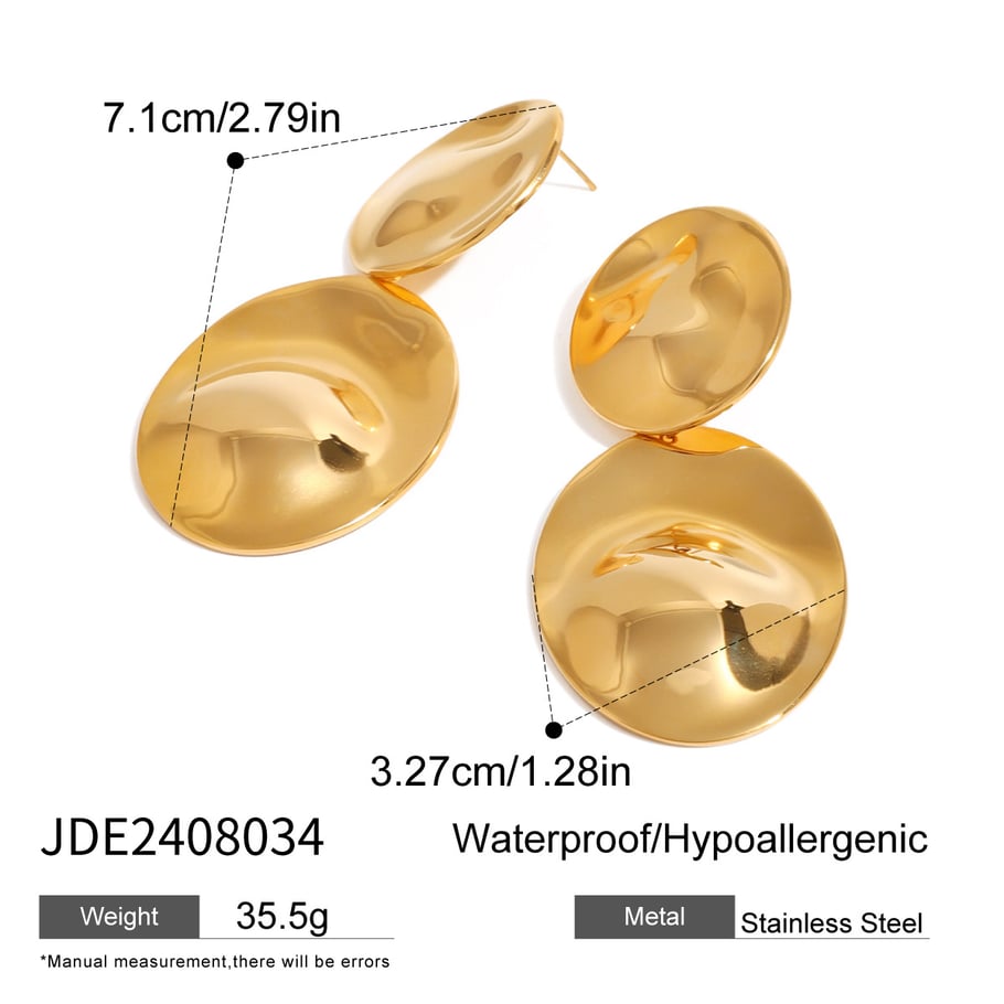 1 Paar einfache geometrische Ohrringe aus Edelstahl mit 18 Karat Vergoldung für Damen Bild2