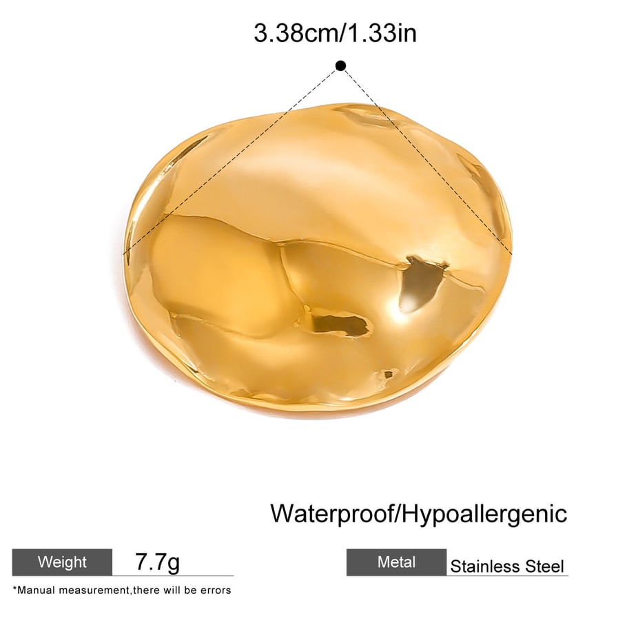 1 Paar Simple Series Einfache, einfarbige Edelstahl-Broschen mit 18 Karat Goldbeschichtung für Damen Bild2