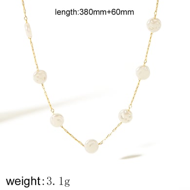 1 Paar 1 Stück exquisite Mode 18 Karat vergoldet Edelstahl Perle Blume Shell Halskette Damen Schmuck Alltagskleidung Frauen Kette Halsketten h5 Bild2