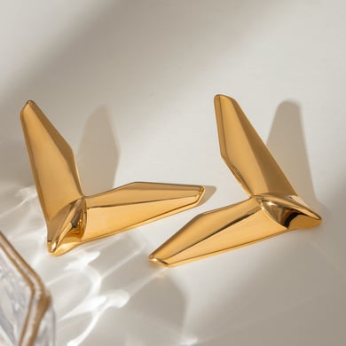 1 Pair Simple Series Simple Geometric Stainless Steel 18K Gold Plated Women Stud Earrings h5 