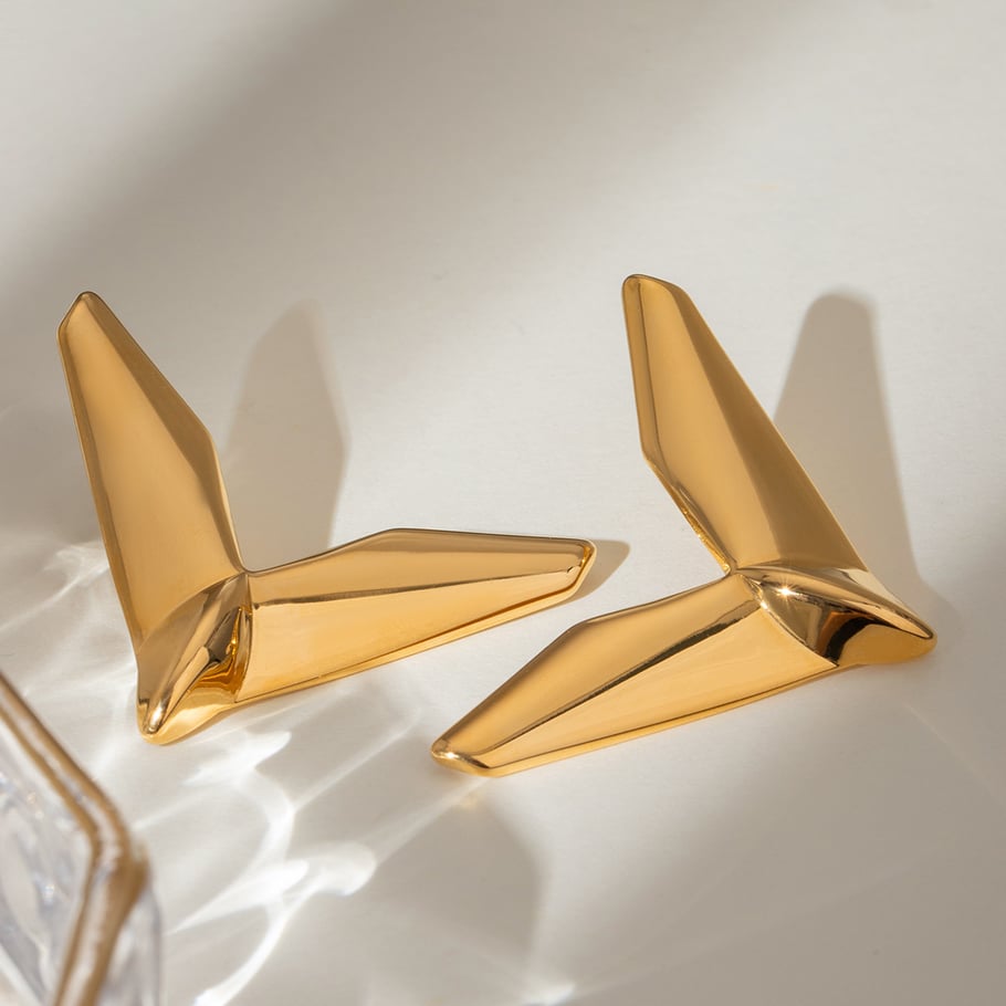 1 Pair Simple Series Simple Geometric Stainless Steel 18K Gold Plated Women Stud Earrings 