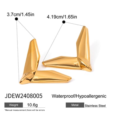 1 Pair Simple Series Simple Geometric Stainless Steel 18K Gold Plated Women Stud Earrings h5 Picture2