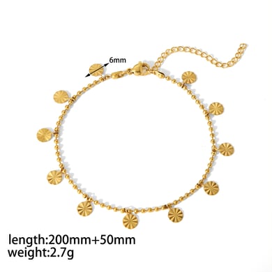 1 Pair Simple Series Sweet Heart Stainless Steel 18K Gold Plated Women Anklets h5 Picture2