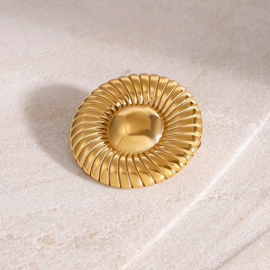1 Paar Simple Series Retro Geometrische Edelstahl 18K vergoldete Damenbroschen 