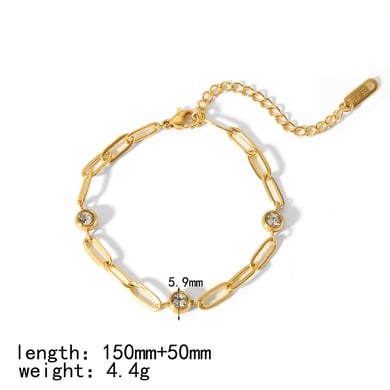 1 simple and stylish 18k gold-plated stainless steel geometric square heart-shaped diamond bracelet suitable for women's daily wear h5 Picture2