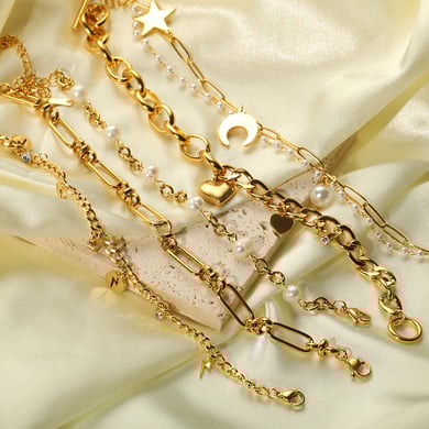 1 Piece Simple Series Sweet Heart Stainless Steel 18K Gold Plated Artificial Pearl Women Charm Bracelets h5 