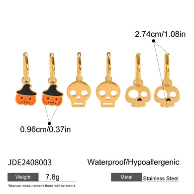 1 Paar Simple Series Punk Skull Edelstahl 18 Karat vergoldet Damen Ohrringe Set h5 Bild2
