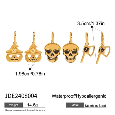 1 Paar Simple Series Punk Skull Edelstahl 18 Karat vergoldet Damen Ohrringe Set h5 Bild2