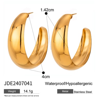 1 Paar einfache ringförmige Creolen aus Edelstahl der Simple-Serie, 18 Karat vergoldet, für Damen h5 Bild2