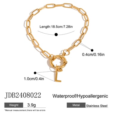 1 Piece Simple Series Simple Letter Stainless Steel 18K Gold Plated Women Charm Bracelets h5 Picture2