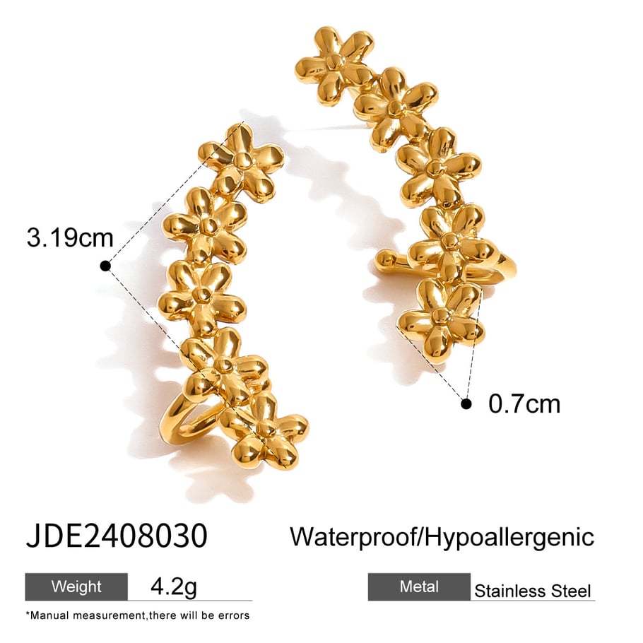 1 Paar Simple Series Klassische Blumen-Ohrstecker aus Edelstahl mit 18 Karat Vergoldung für Damen Bild2