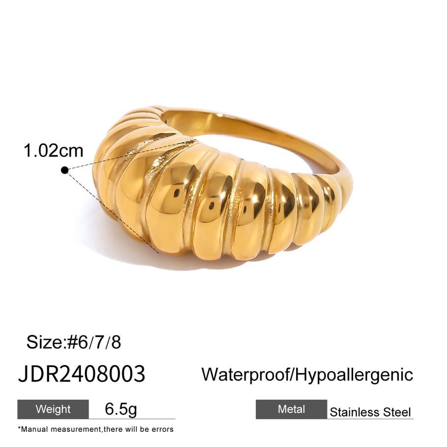 1 Paar Simple Series Retro Geometrischer Edelstahl 18 Karat vergoldeter Damen-Einzelring Bild2