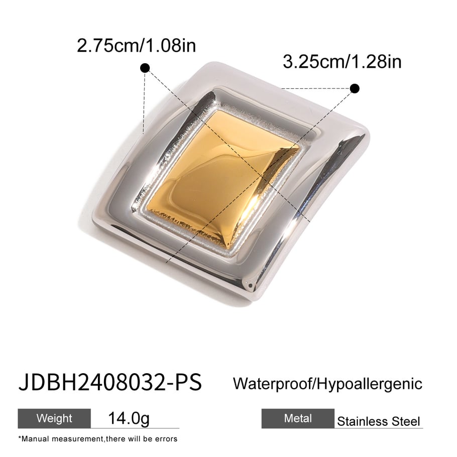 1 Paar Simple Series Klassische geometrische Edelstahl 18 Karat vergoldete Damenbroschen Bild2