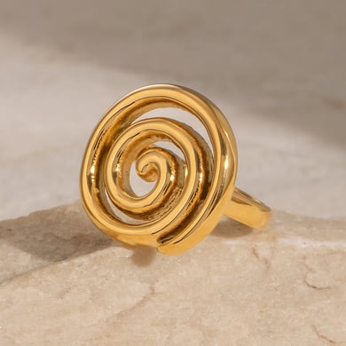 1 Paar Simple Series Casual Geometric Edelstahl 18 Karat vergoldet Damen Einzelring h5 