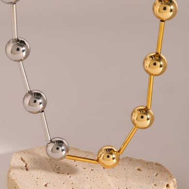 1 Stück Simple Series Einfache geometrische Edelstahl 18 Karat vergoldet Damen Kettenhalsketten h5 