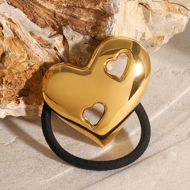 1 Paar Simple Series Casual Heart Edelstahl 18 Karat vergoldete Damen-Haarspangen h5 