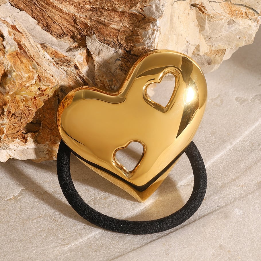 1 Paar Simple Series Casual Heart Edelstahl 18 Karat vergoldete Damen-Haarspangen 
