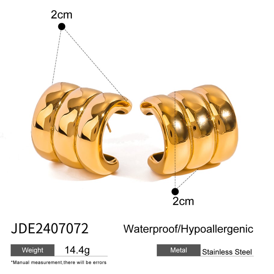 1 Pair Thread Stainless Steel Gold Color Stud Earrings h5Picture2