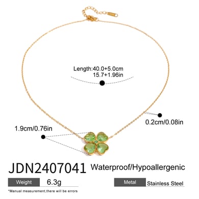 1 Piece Simple Elegant Style Four-leaf Clover Shape Stainless Steel 18K Gold Plated Inlay Zircon Women's Pendant Necklace h5 Picture2