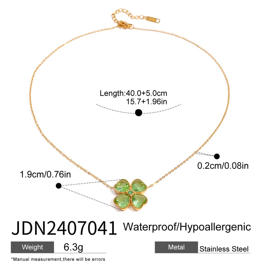 1 Piece Simple Elegant Style Four-leaf Clover Shape Stainless Steel 18K Gold Plated Inlay Zircon Women's Pendant Necklace Picture2