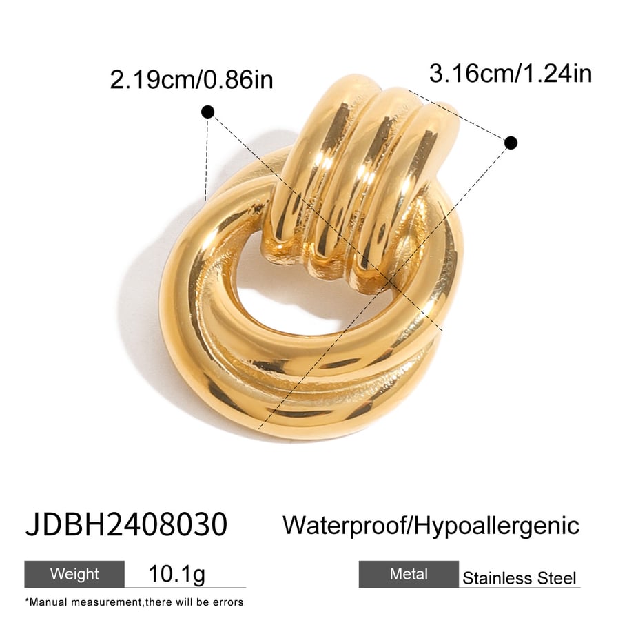 1 Paar Simple Series Casual Twist Edelstahl 18K vergoldet Damen Broschen Bild2