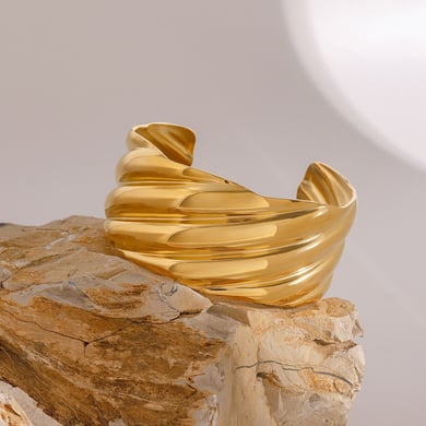 1 Piece Simple Series Retro Geometric Stainless Steel 18K Gold Plated Women Bangles h5 