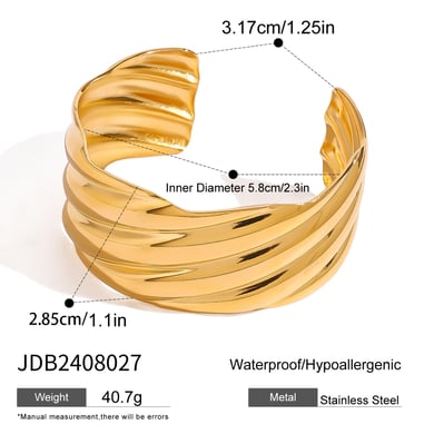 1 Piece Simple Series Retro Geometric Stainless Steel 18K Gold Plated Women Bangles h5 Picture2