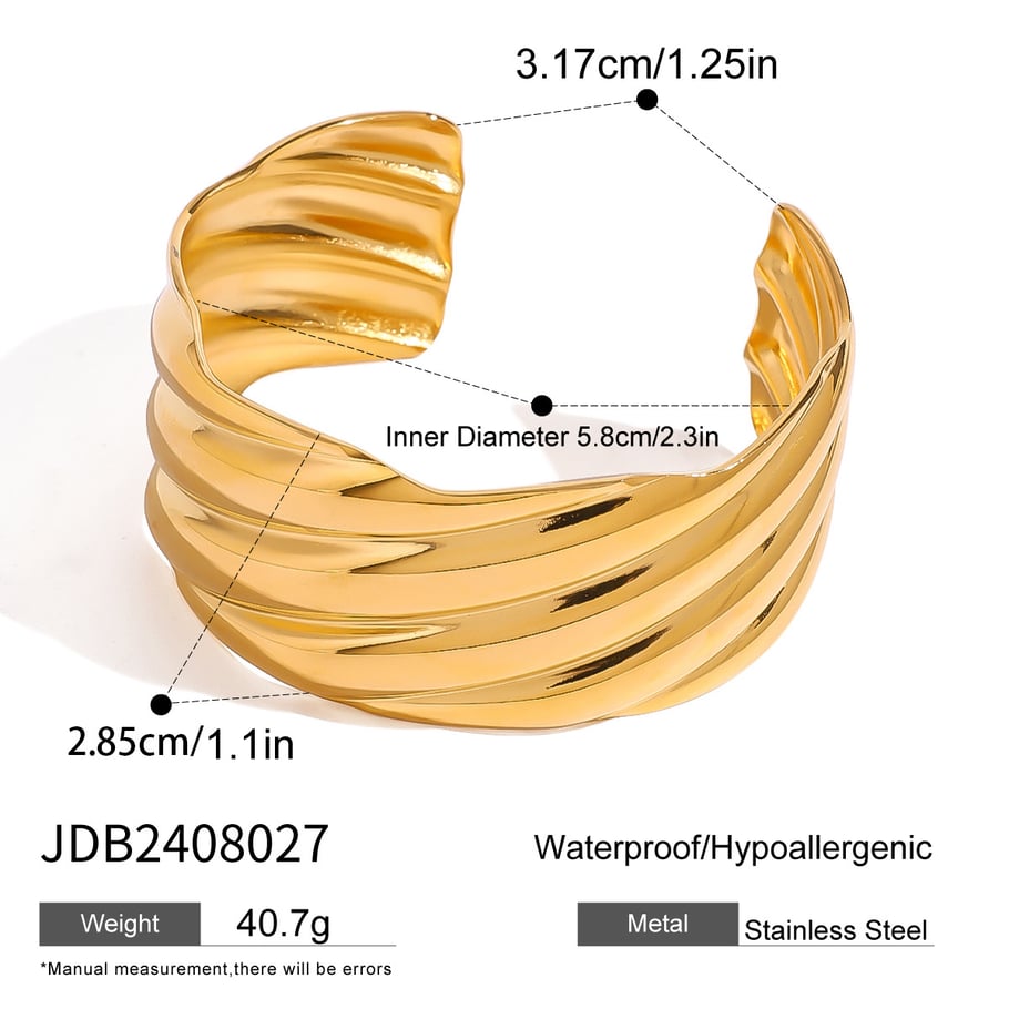 1 Piece Simple Series Retro Geometric Stainless Steel 18K Gold Plated Women Bangles Picture2