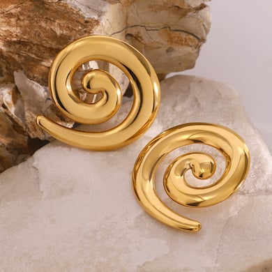 1 Paar einfache Serie lässig geometrische Edelstahl 18 Karat vergoldet Frauen Ohrstecker h5 