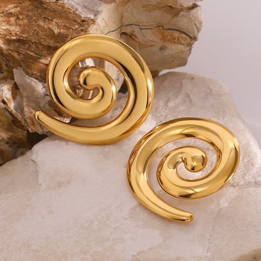 1 Paar einfache Serie lässig geometrische Edelstahl 18 Karat vergoldet Frauen Ohrstecker 