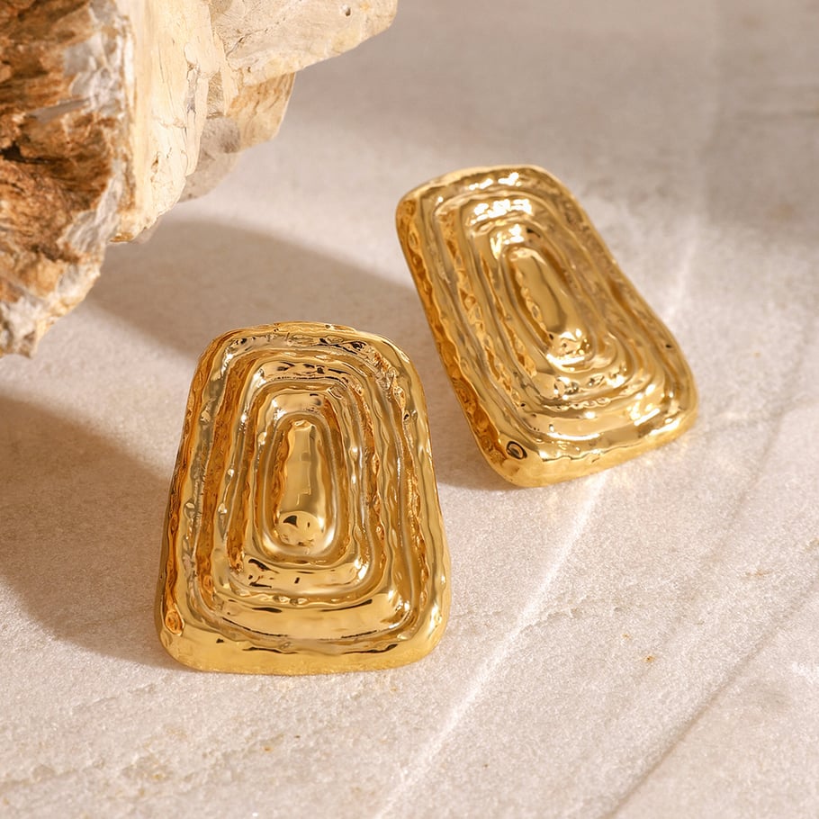 1 Paar Simple Series Retro Geometrische Edelstahl 18K vergoldet Damen Ohrstecker 