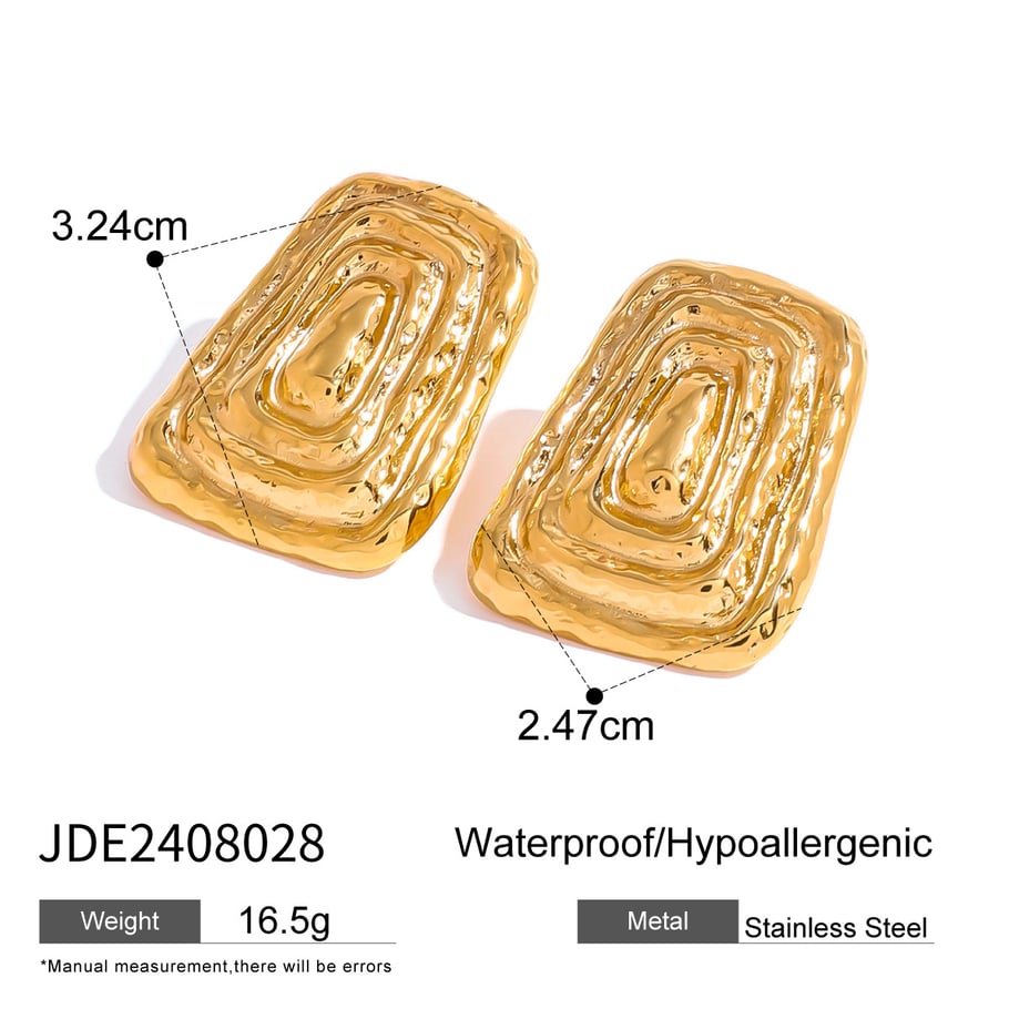 1 Paar Simple Series Retro Geometrische Edelstahl 18K vergoldet Damen Ohrstecker Bild2