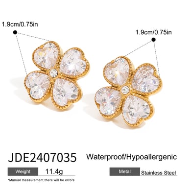 1 Pair Simple Sweet Style Heart Shape Stainless Steel 18K Gold Plated Inlay Zircon Women's Stud Earrings h5 Picture2