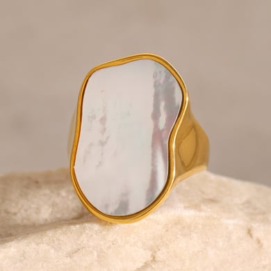 1 Paar Simple Series Simple Turtle Edelstahl 18 Karat vergoldet Muschel Damen Einzelring h5 