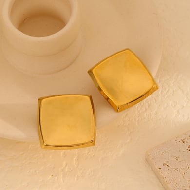 1 Pair Simple Series Simple quadrilateral 18K Gold Plated Stud Earrings h5 