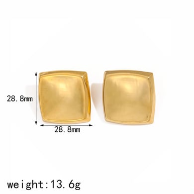 1 Pair Simple Series Simple quadrilateral 18K Gold Plated Stud Earrings h5 Picture2