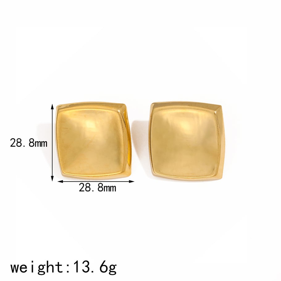1 Pair Simple Series Simple quadrilateral 18K Gold Plated Stud Earrings Picture2