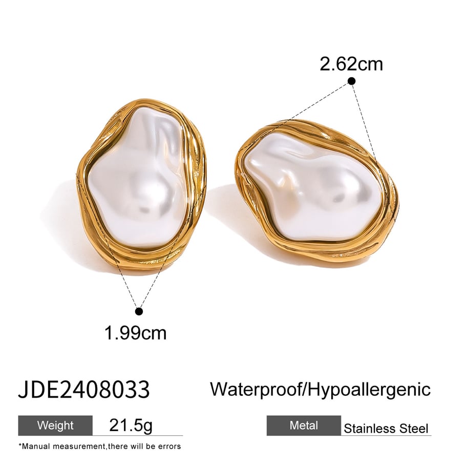 1 Paar Simple Series Elegante geometrische Edelstahl 18 Karat vergoldete Muschel verstellbare Damenringe Bild2