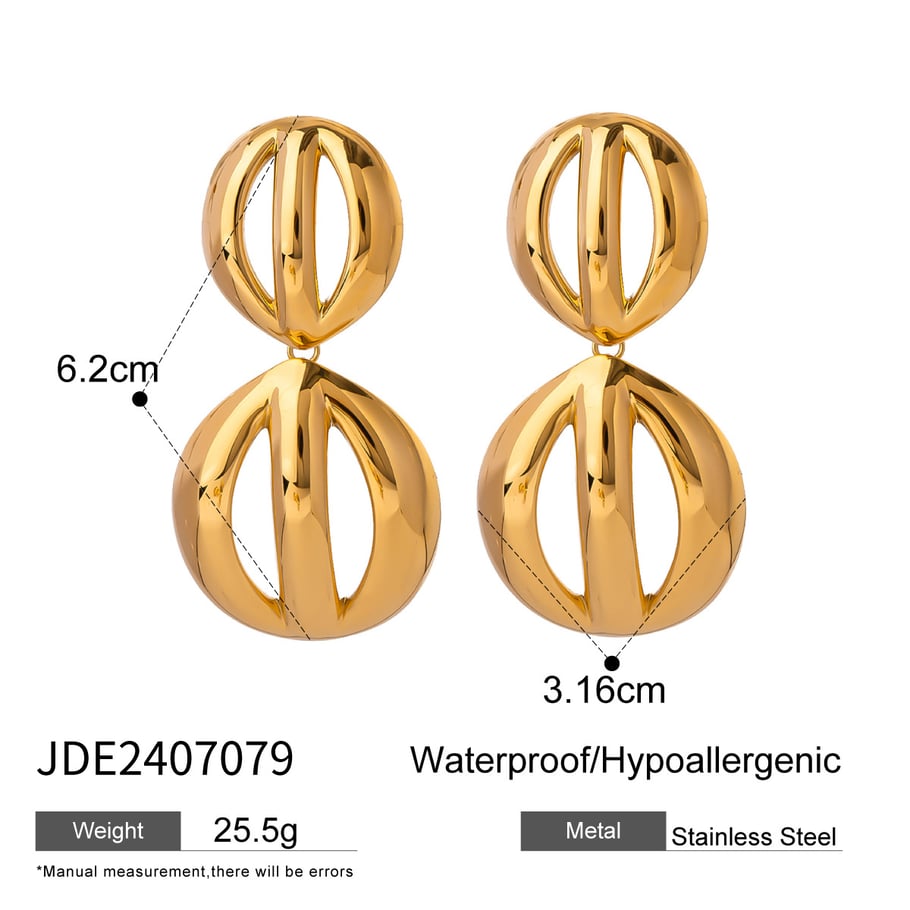 1 Paar einfache geometrische Ohrringe aus Edelstahl mit 18 Karat Vergoldung für Damen Bild2