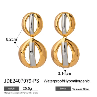 1 pair simple series simple geometric stainless steel  gold plated women drop earrings h5 Picture2