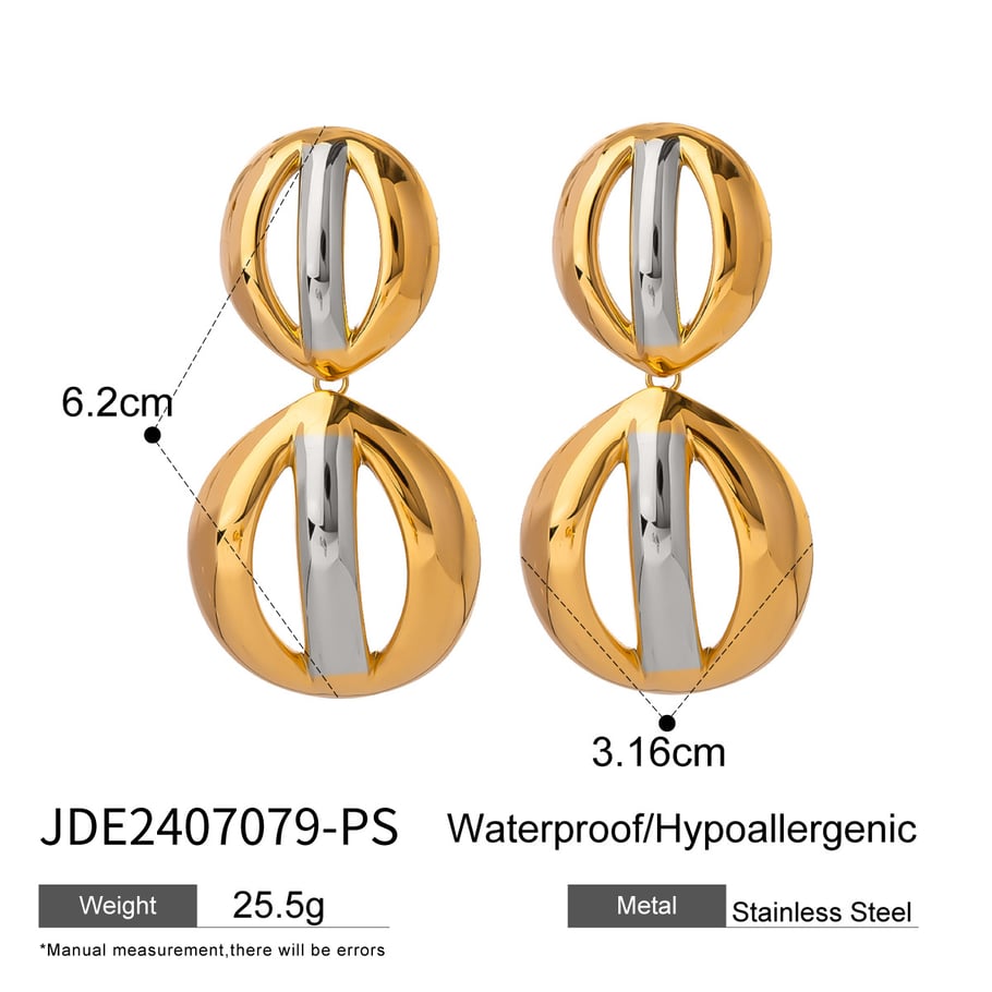 1 pair simple series simple geometric stainless steel  gold plated women drop earrings Picture2