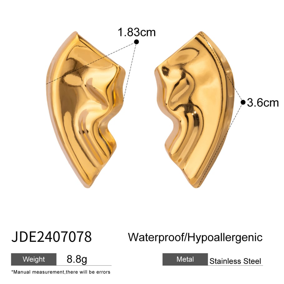 1 Pair Simple Series Casual Solid Color Stainless Steel 18K Gold Plated Women Stud Earrings Picture2