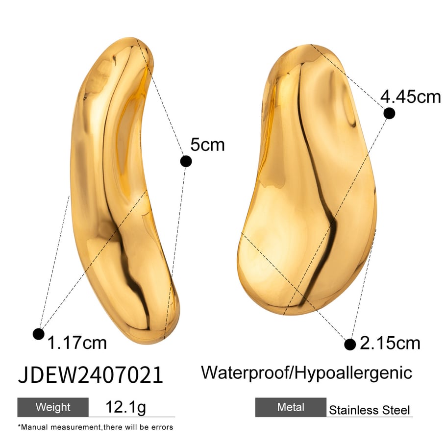 1 Paar Simple Series Einfache, einfarbige Ohrstecker aus Edelstahl mit 18 Karat Goldbeschichtung für Damen Bild2