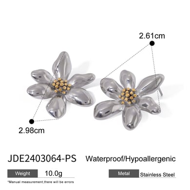 1 Paar Simple Series Retro Flower Edelstahl 18 Karat vergoldete Damen-Ohrstecker h5 Bild2