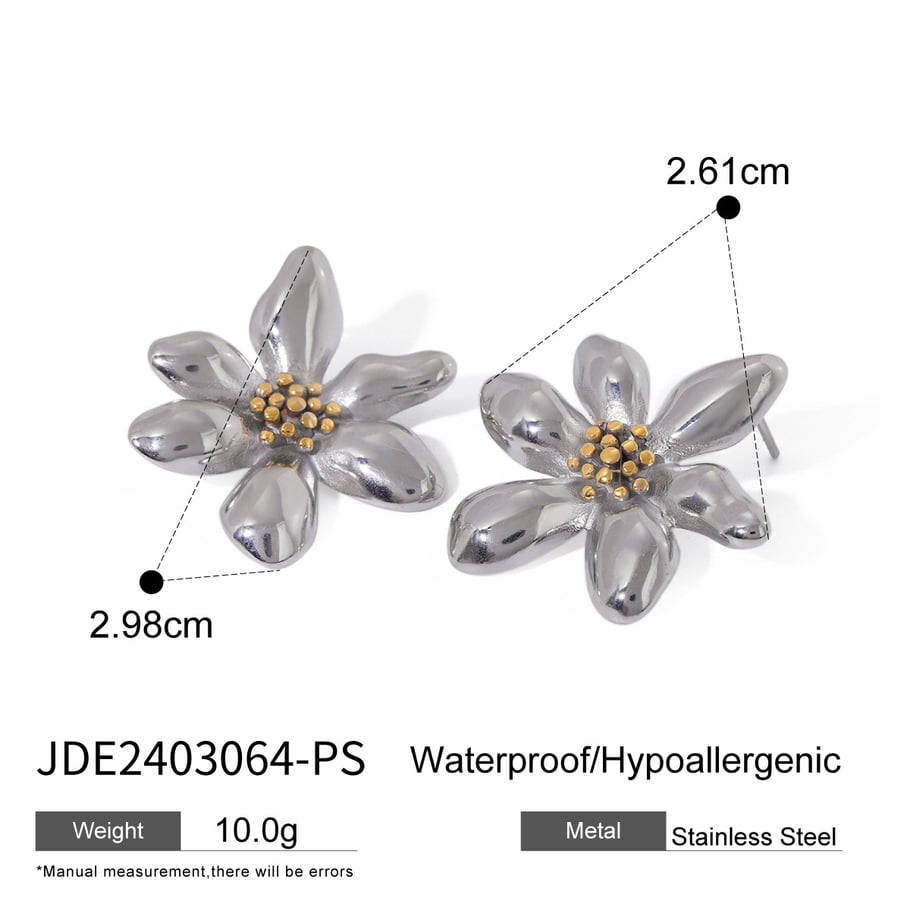 1 Paar Simple Series Retro Flower Edelstahl 18 Karat vergoldete Damen-Ohrstecker Bild2