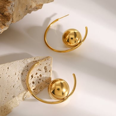 1 Paar Creolen der Simple Series, einfache, einfarbige Creolen aus Edelstahl mit 18 Karat Goldbeschichtung für Damen h5 