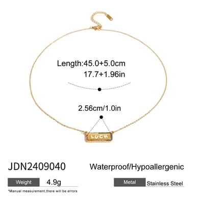 1 Piece Simple Series Casual Letter Stainless Steel 18K Gold Plated Rhinestone Women Pendant necklaces h5 Picture2