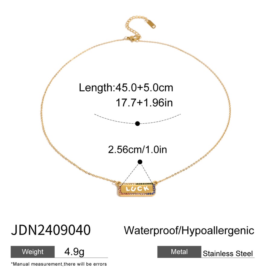 1 Piece Simple Series Casual Letter Stainless Steel 18K Gold Plated Rhinestone Women Pendant necklaces Picture2