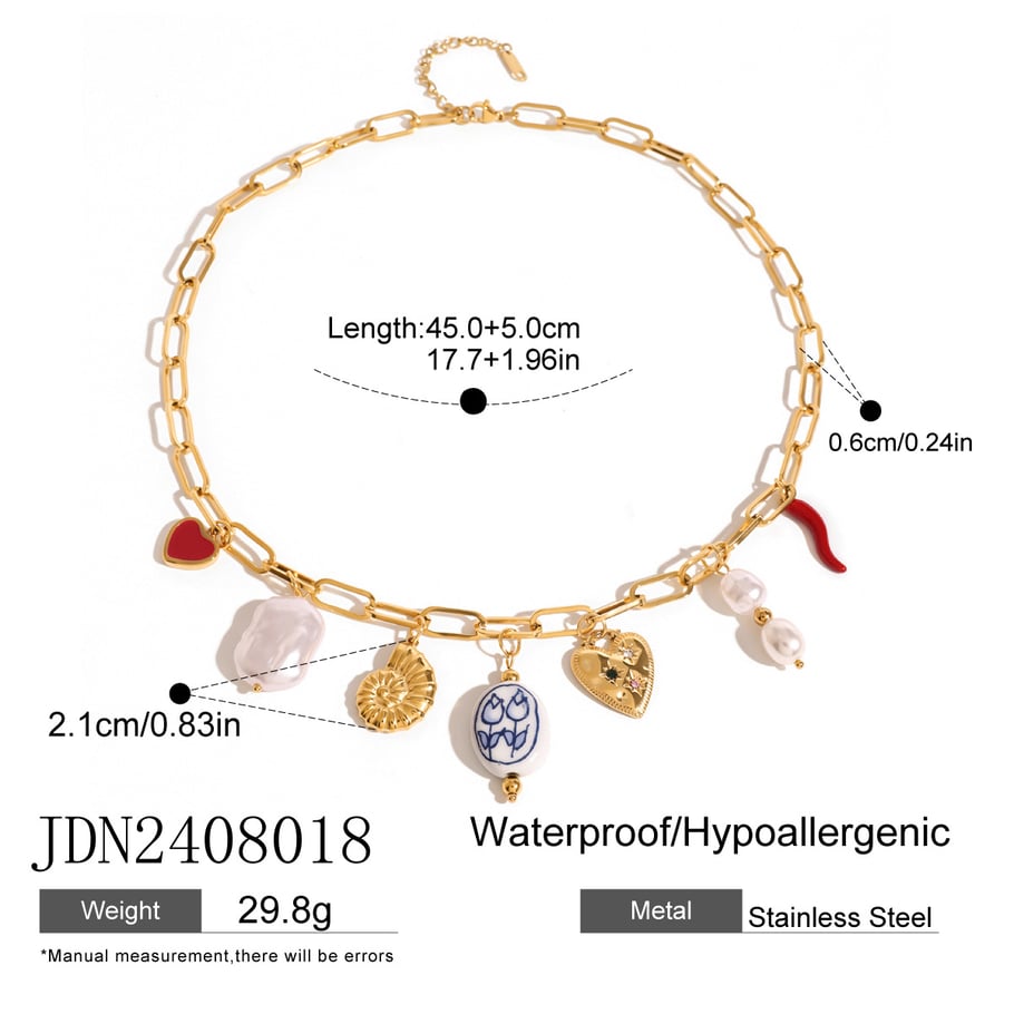 1 Piece Simple Series Vacation Turtle Stainless Steel 18K Gold Plated Artificial Pearl Women Pendant necklaces Picture2